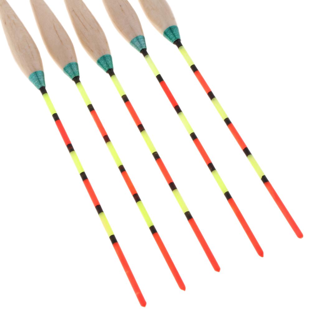 5pcs Freshwater Fishing Buoy Plastic Wood Fishing Floats Slip Bobber Floats Replacement Tackles for Sea/Rock Ice Fishing