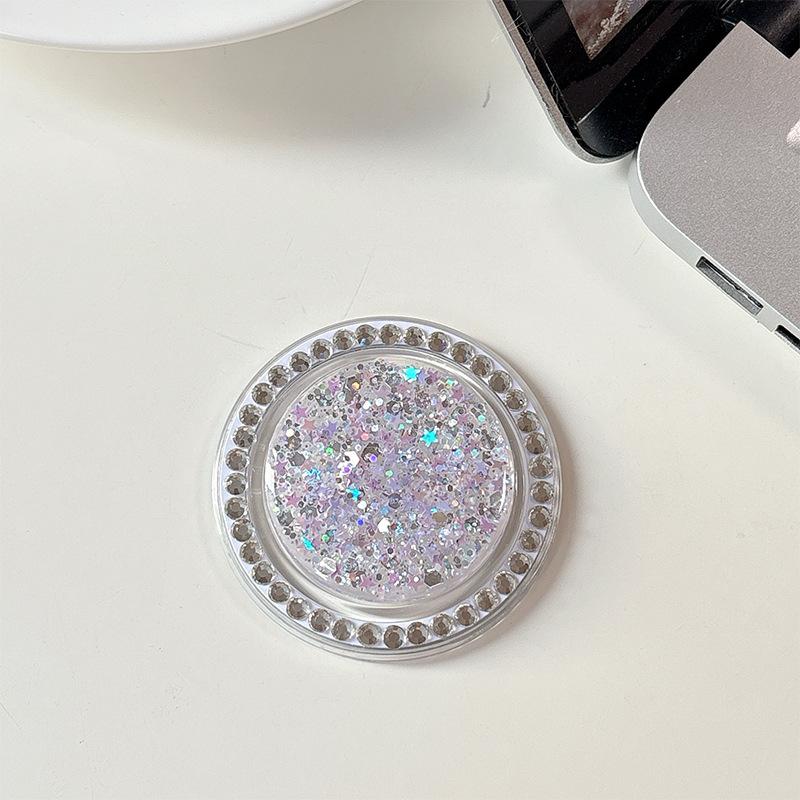 Color Sequins Glitter Round Rhinestones Mobile Phone Airbag Bracket Magnetic Paste Ring Simple Niche Desktop Watching Drama