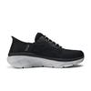 Skechers DLux Walker 2.0 Slip-Ins Bequem Minimalistisch Stoff Synthetikleder Polsterung Niedrig geschnitten Laufschuhe Herren Sneaker Schwarz Grau 232446-BKGY