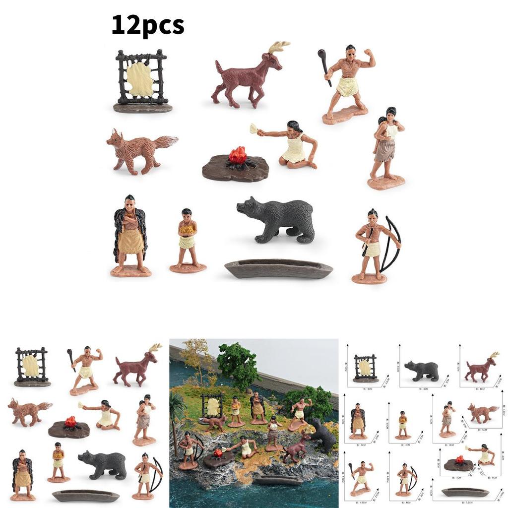 Conjunto de Modelos de Estatuetas de Índios Americanos Com Material Plástico Para Exibição Educacional e Colecionismo