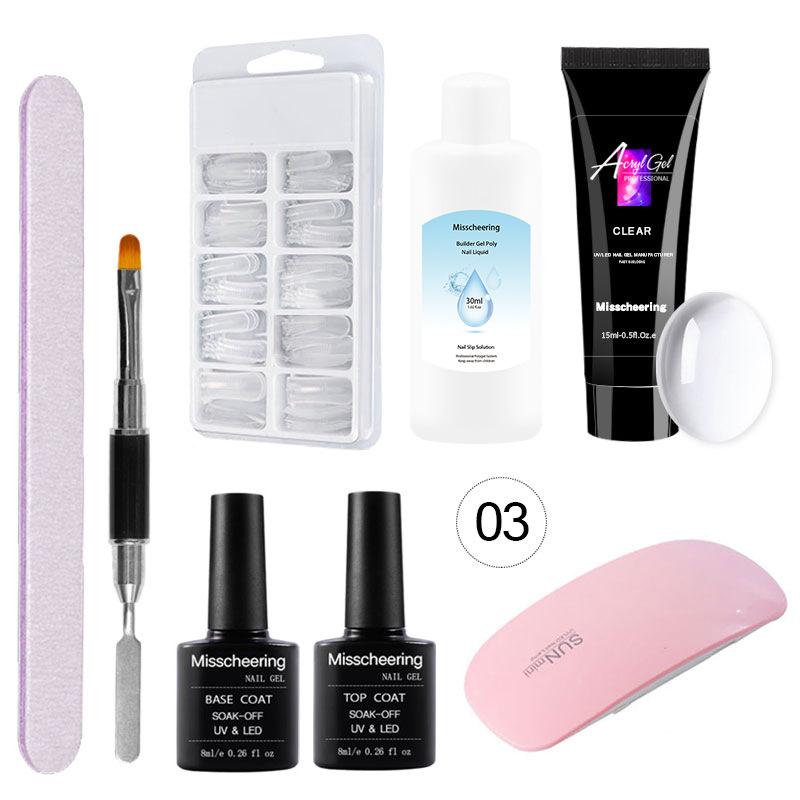 Kit de colle pour extensions d'ongles 15 ml, moule à ongles, brosse à double tête, kit de colle pour extensions d'ongles en cristal, kit de colle cristal
