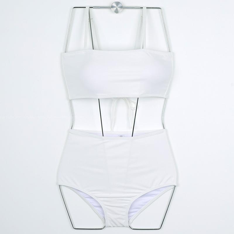 Source South Korea High Waist Split Swimsuit Female Sexy Simple Bikini Solid Color Belly Cover Skinny Swimsuit
