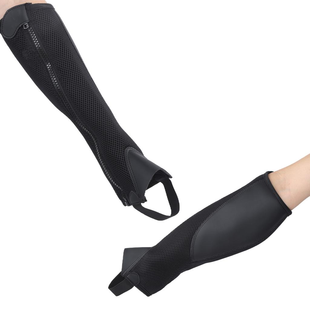 2 szt. Półchapsy Czarne Elastyczna Siatka Jeździeckie Półchapsy dla Dzieci Ochrona do Jazdy KonnejCXL