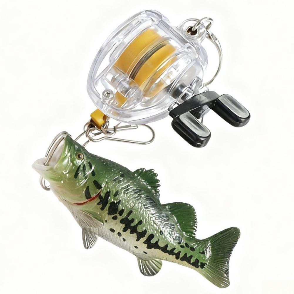 Plastic Fly For Fishing Reel Key Chain with 48cm Retractable Cord For Fishing Key Ring for For Fishing Hobbyists