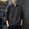 Autumn Winter Brushed Embroidered Men's Sweatshirt American Retro Half Zipper Stand Collar POLO Shirt Loose Pullover