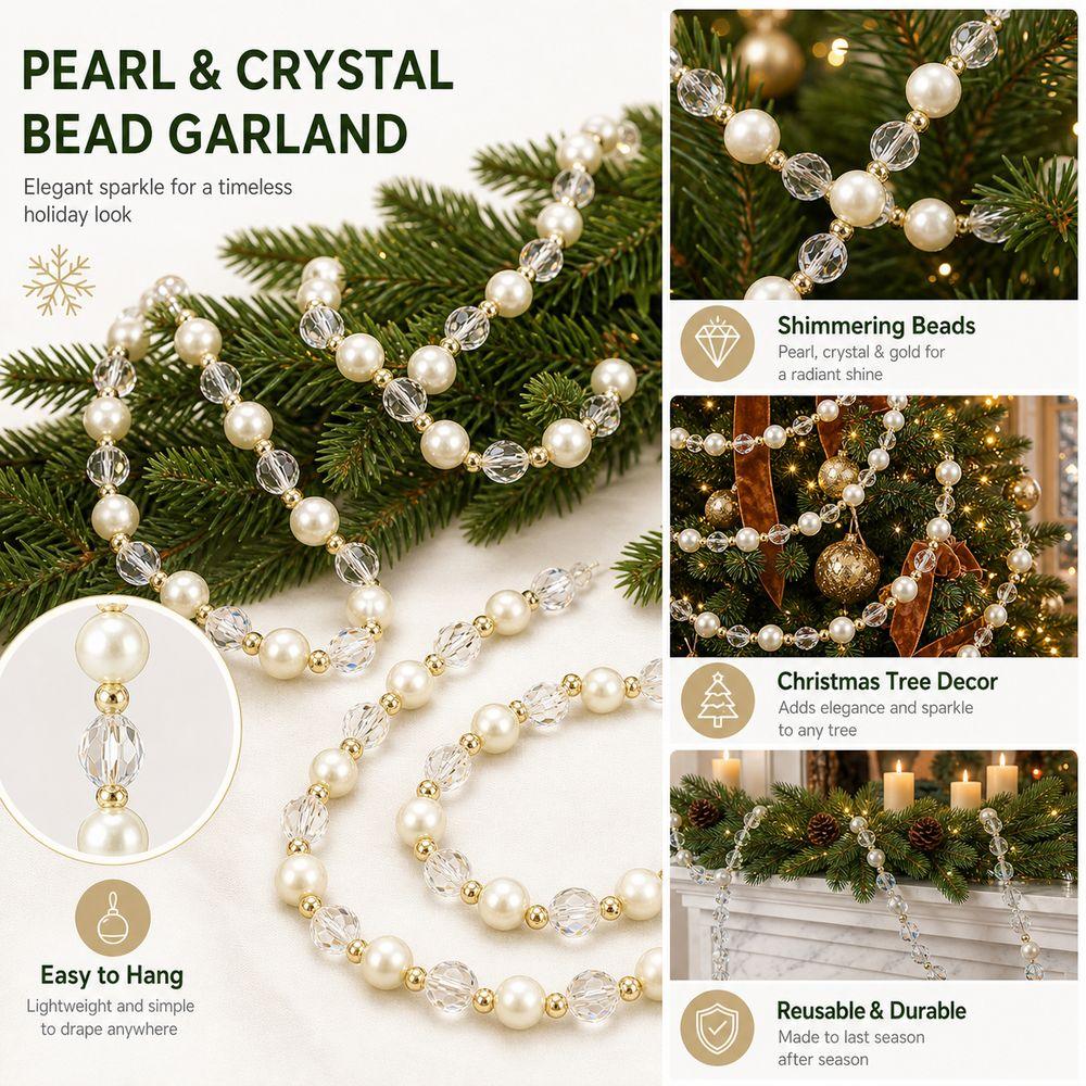 Decorative Bead Chain Christmas Bead Garland Tree Bead Garland  Christmas Tree Decor