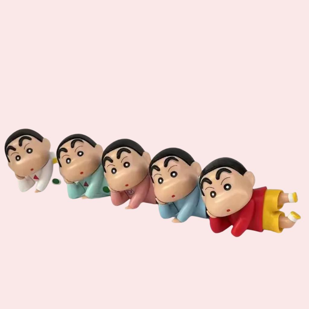 Kawaii Cute Crayon Shin-Chan Side Lying Posture Anime Doll Cute Cartoon Entrance Creative Home Decor Car Interior Ornaments Gift