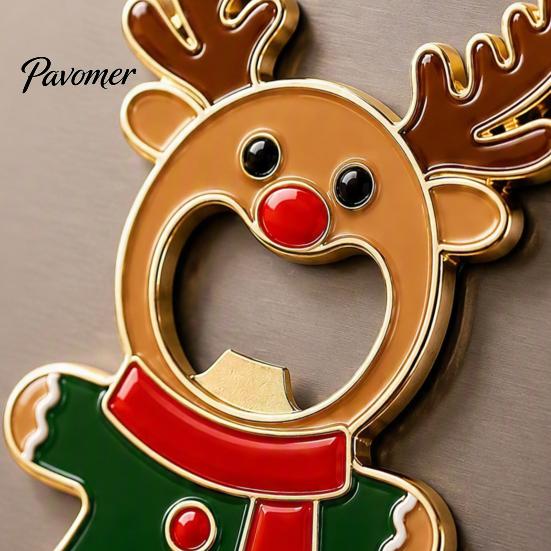 Holiday Home Ornaments Christmas Gingerbread Man Bottle Opener, Metal Refrigerator Magnet Beer Souvenir Gift Decorative Cap Remover for Kitchen Party