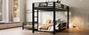 L-förmiges Metall-Etagenbett 90x200 über 140x200, Schwarz