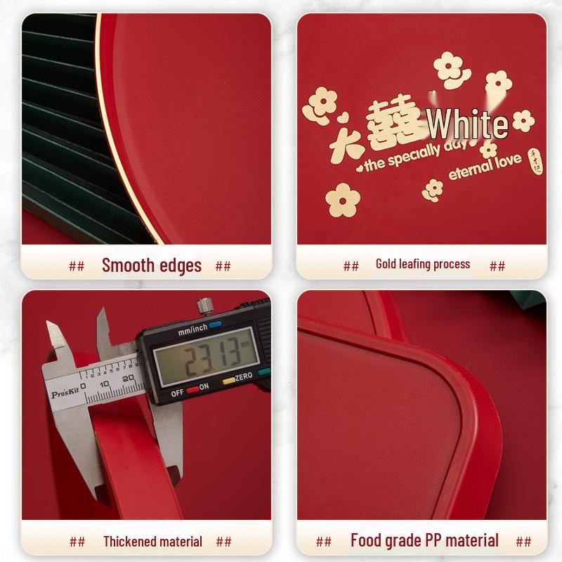 Red Wedding Toasting Tray: Tea, Fruit, Candy Dish – Wedding Supplies, Happy Tray by Wang Jin
