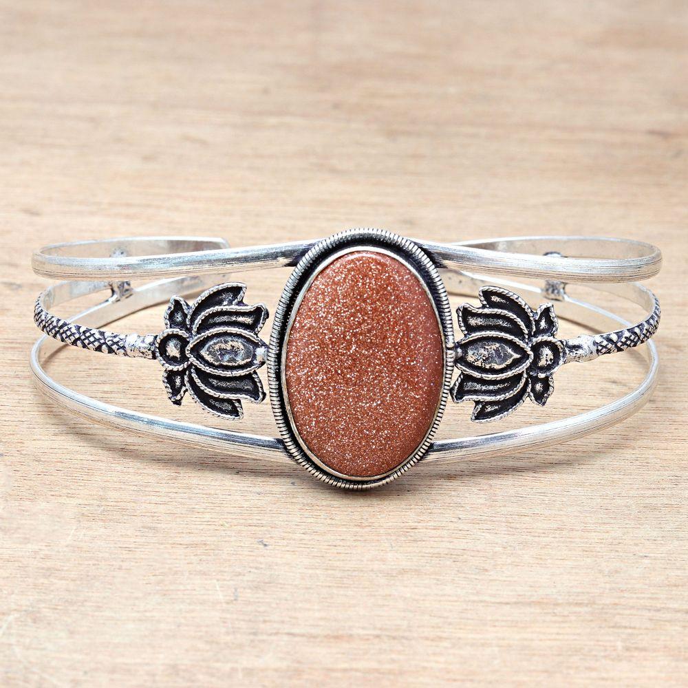 Red Sunsitara Gemstone Handmade Jewelry Cuff Bracelets 7''Adjustable