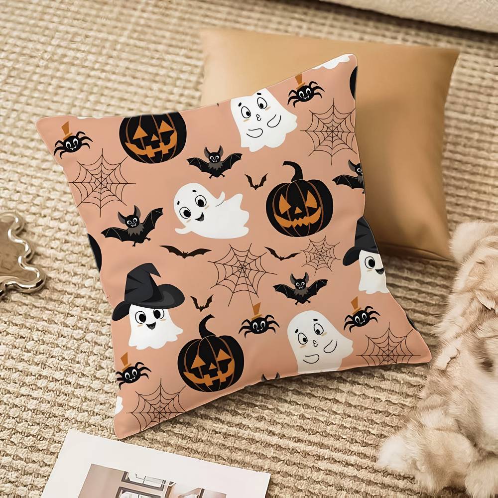 Halloween Witch Hat Skull Pillow Case Antidustmite Invisible Zipper Sofa Bed