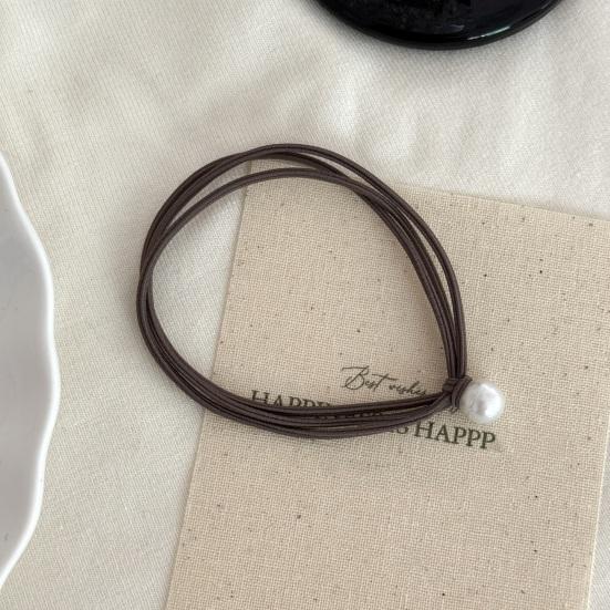 10PCS Hair Rope with Pearl Decoration High Elastic Strong Toughness Rubber Bands No Slip Versatile Headband for Commuting