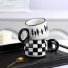 Creative Ceramic Coffee Mug Black White Couple Mug Home Chessboard Latte Latte Coffee Cup Simple Afternoon Tea Supplies New Gift