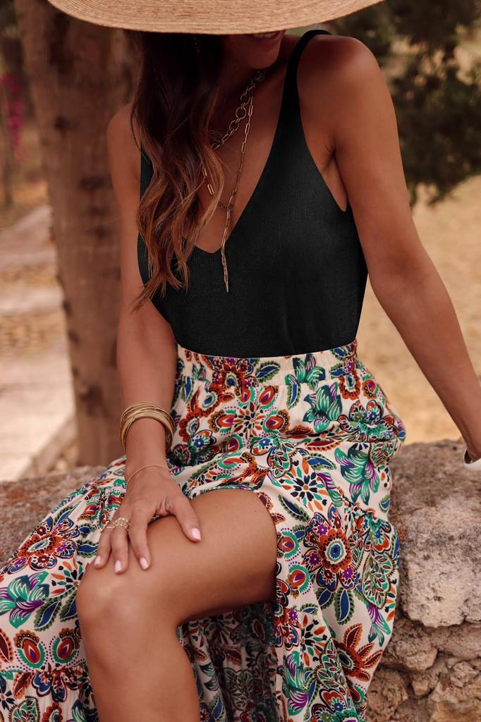 Canottiera lavorata a maglia da donna con scollo a V, senza maniche, vestibilità larga, maglioncino estivo, canottiera