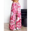 Pantaloni Larghi da Donna a Vita Media con Coulisse, Stampa Graffiti Hip Hop, Pantaloni Casual Larghi con Tasche Laterali