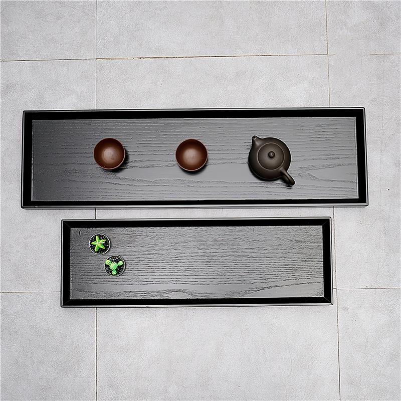 Holztablett Japanischer Stil Schwarz Kreativität Rechteckig 66cm Kaffee-Tee-Set Palette Lebensmittel Kuchenplatte Hausküche Aufbewahrungszubehör