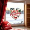 Holiday Glass Clings Merry Christmas Window Cling, Heart Shaped Sticker with Santa Claus Xmas Party Supplies Tree Balls, Winter Static PVC Decal