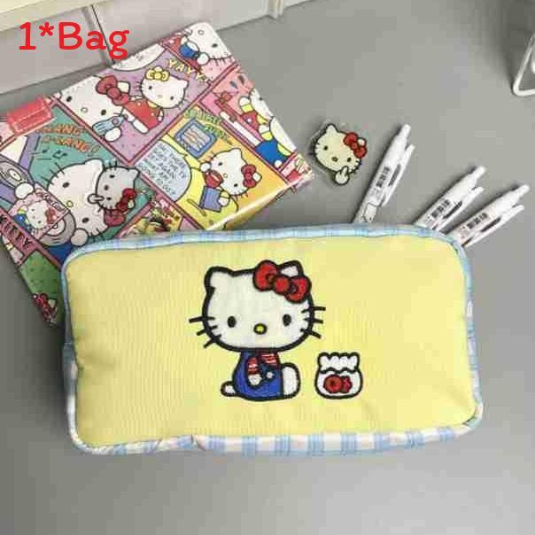 Kt Cat Student Pencil Case Large Capacity Cute Japanese Style Girls School Supplies Storage
