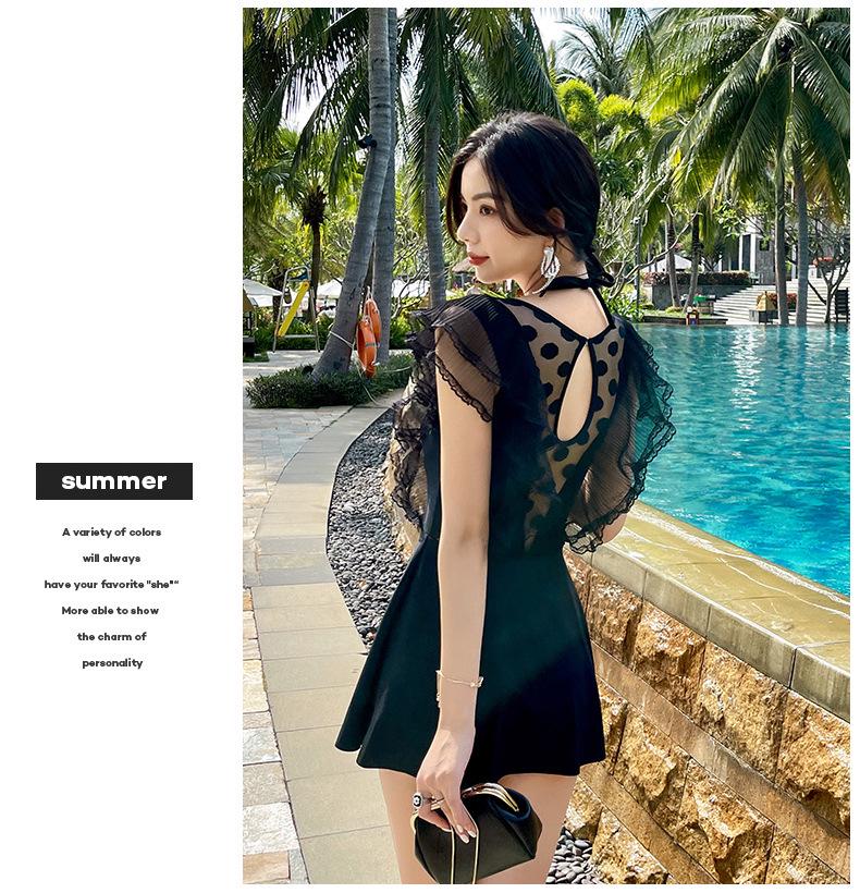Women's 2025 Autumn/Winter Conservative Plus Size One-Piece Skirt-Style Swimsuit with Boxer Shorts