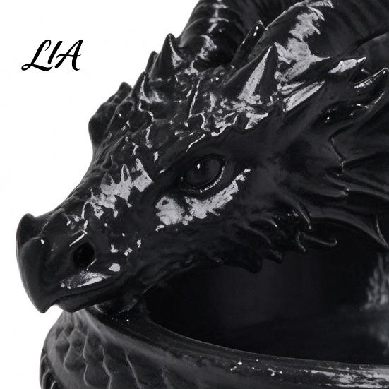 Dresser Top Storage 3D Printed Coiled Dragon Jewelry Tray, Dark Fantasy Trinket Organizer Dish, Theme Party Supplies Gothic Desk for Entryway,