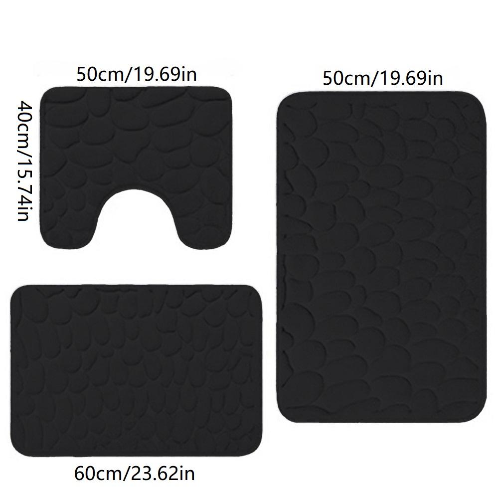 3pcs/Set Super Soft Memory Foam Bath Mat Carpet Bathroom Water-absorbing Non-slip Stone Pattern Floor Mat for Shower Room Rugs