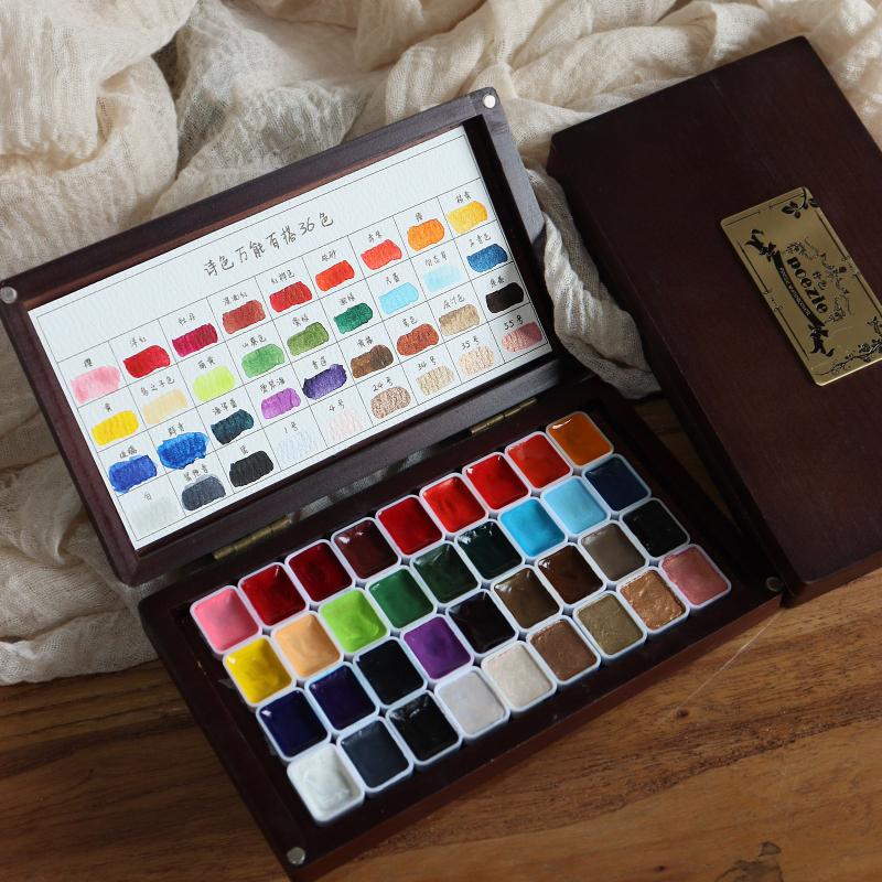 36-kleur Parelmoer Solide Waterverf Pigment Universeel Alles-combinerend Nagel Schilderij, Verstrengeld Bloemen Vlek Kleurstof Doos