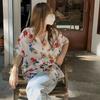Retro Printed Women's Short Sleeved Shirts Loose Fashionable Versatile Bloues Korean Minimalist Ladies Clothing