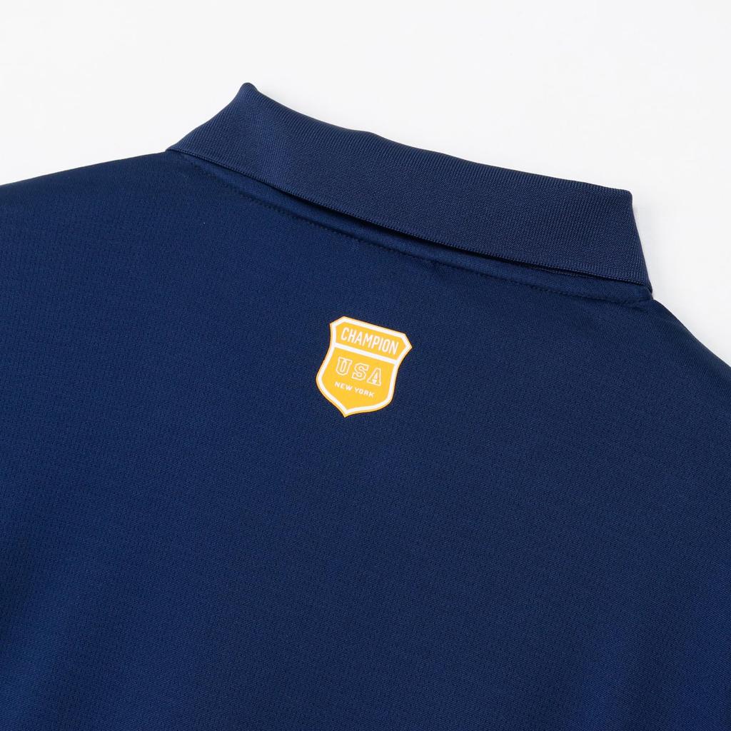 Polo Short Quick UV One Point Short Sleeve Polo Navy [Champion] Shirt, Sleeve, Dry, Protection, Logo, Shirt, Men's Golf, C3-BG321,