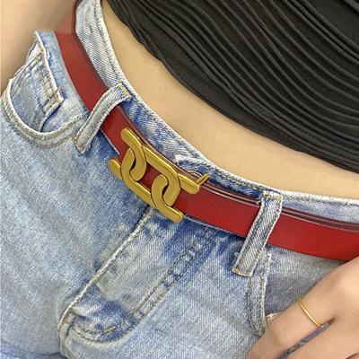 Fashion Belt For Ladies Waistband Luxury High Quality Luxury For Jeans All-match Solid Color Genuine Leather Belt Women DT012