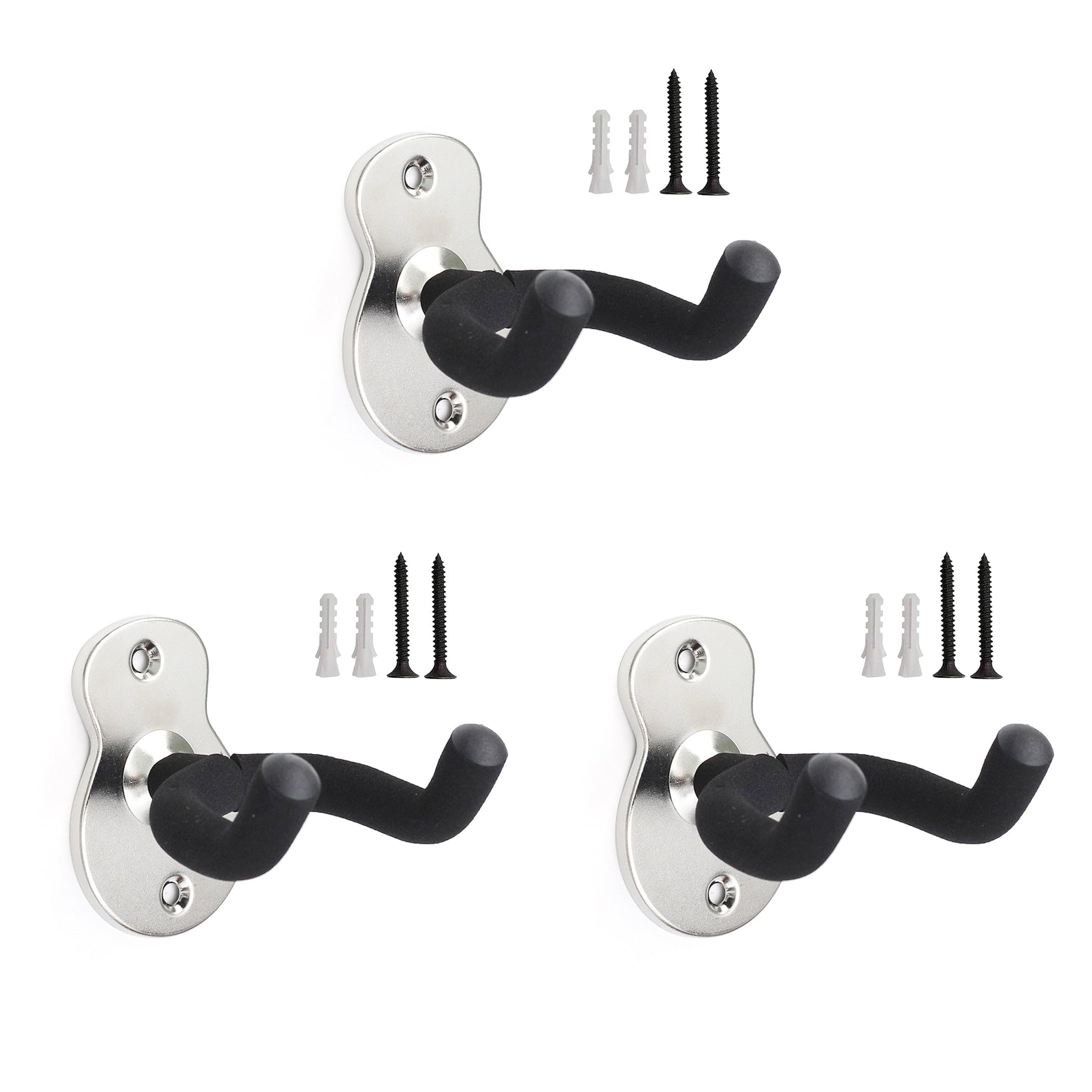 

HAMILO Guitar Hanger, Wall-Mounted, Wall Storage, for Guitars, Basses, and Mandolins, 3-Piece Set