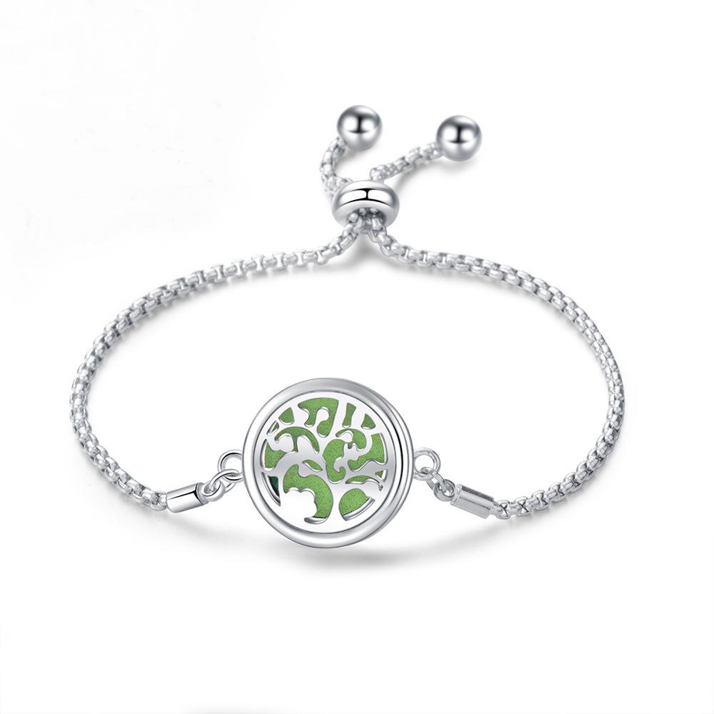 Edelstahl Lebensbaum Aromatherapie Armband - Verstellbar, Öffnungsbares Magnetdesign für ätherische Öle