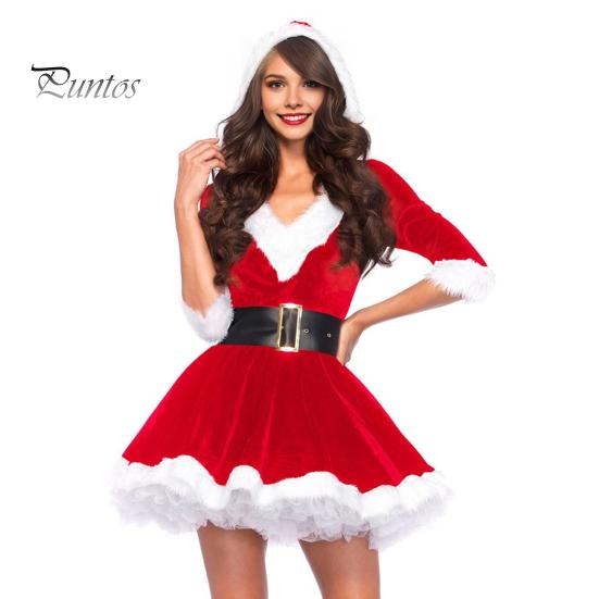 Rochie de spectacol de Crăciun, cu margine pufoasă, cu glugă, cu decolteu în V, cu cureaua, asortată la culoare, linie A, tiv mare, spectacol festiv, costum cosplay, petrecere de revelion mini