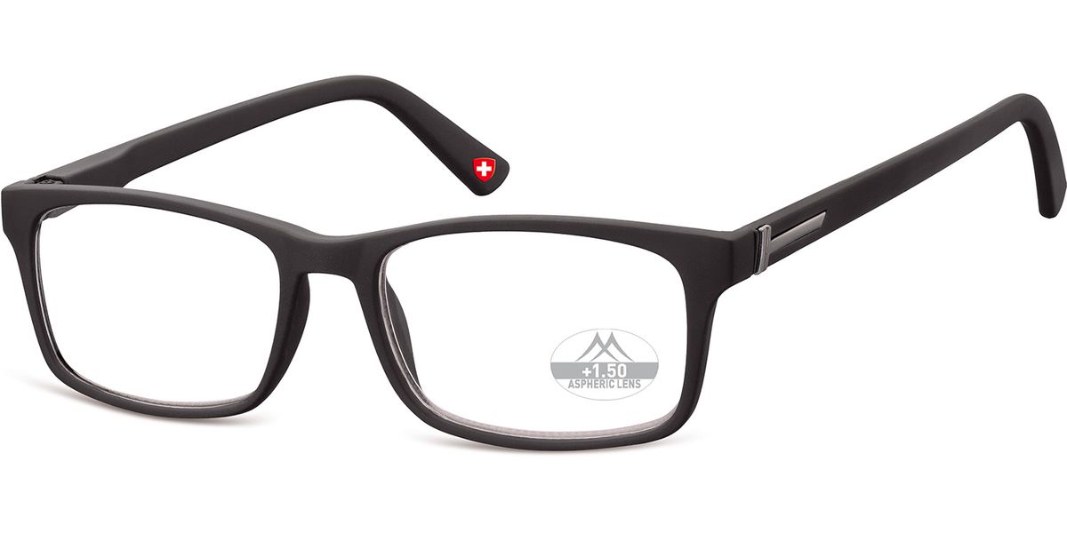 

Mens Reading Glasses Montana Matt Black Readers Quality Swiss Eyewear MR73 +3.50