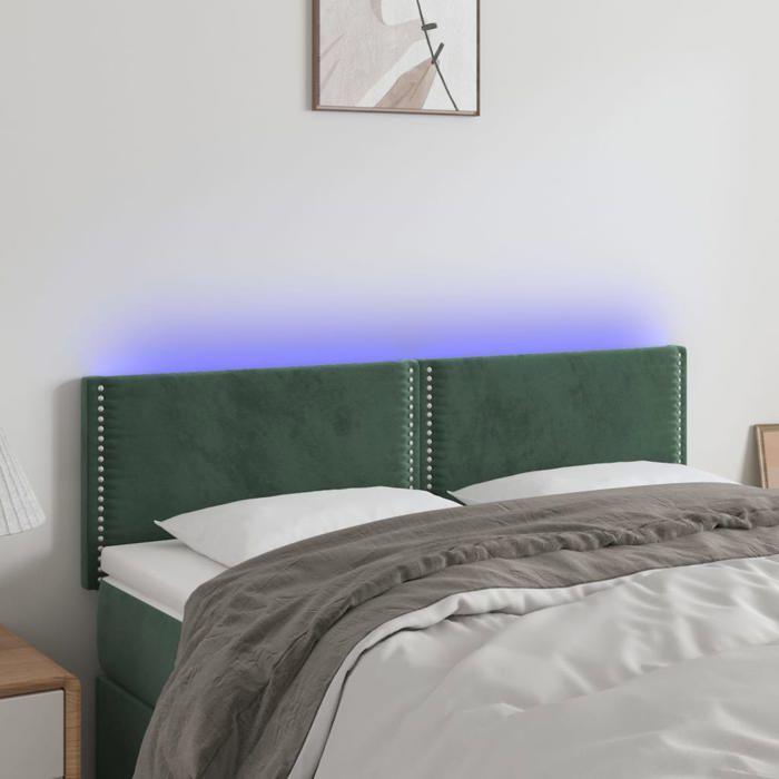 VidaXL Tête de Lit à LED Meuble de Chambre à Coucher Accessoire de Lit Double Tête de Cadre de Lit Intérieur Vert Foncé 3121523