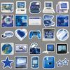 50 Blue Y2K Digital Graffiti Stickers Ins Style Retro Creative Decorative Mobile Phone Case Tablet Notebook Stickers