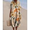 Women Floral Print Maxi Dress Colorful V Neck Short Sleeve Loose Casual Summer Beach Dress Vacation Workout Wear