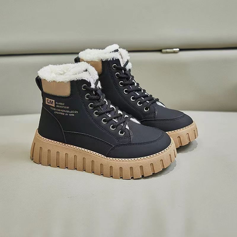 Winter Martin boots Winter shoes 22 new winter velvet thickened short boots Waterproof and non-slip snow boots Cotton shoes