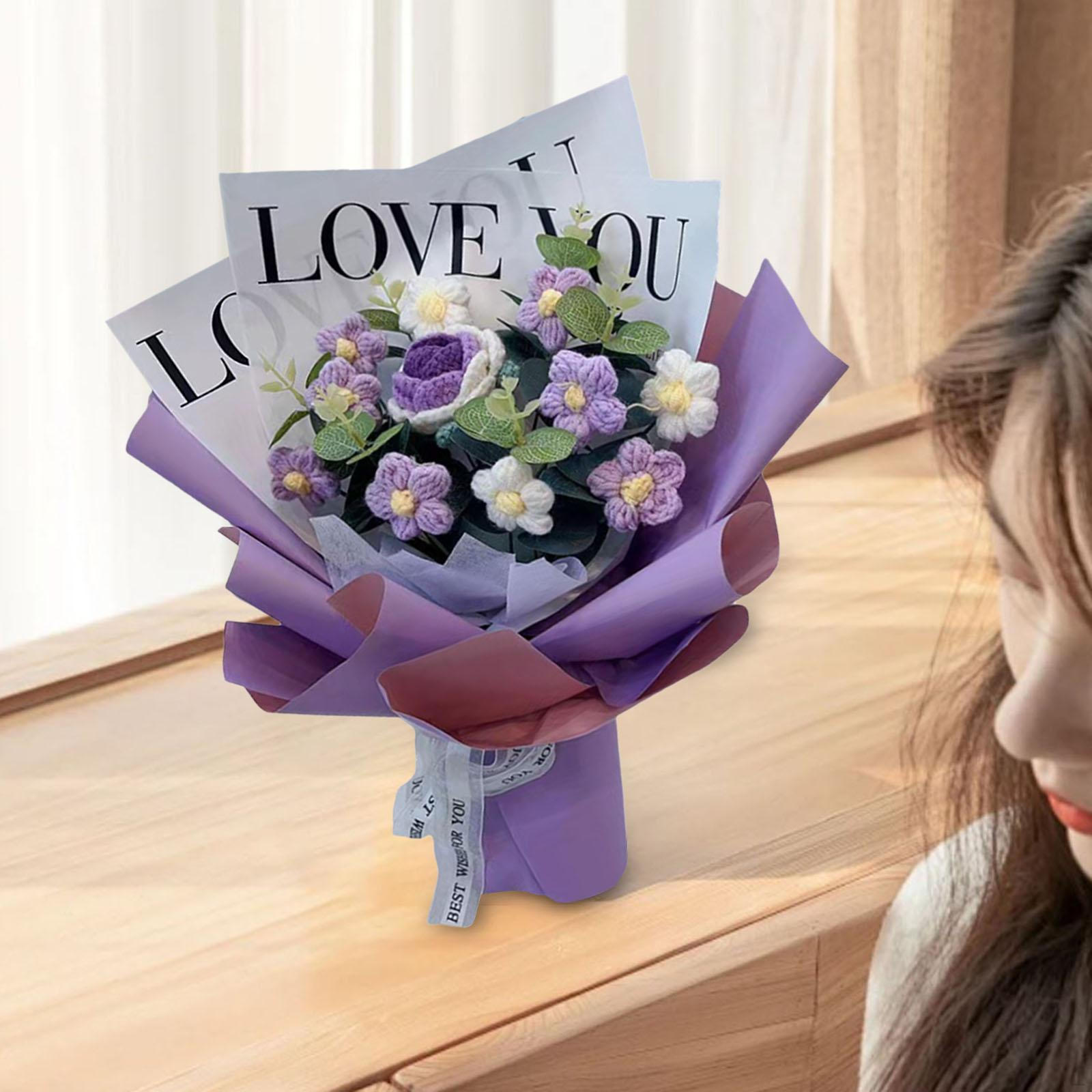 

Букет крючком, Вязаные искусственные цветы, Неувядаемые подарки, Центральные украшения, Цветочные композиции фиолетовый