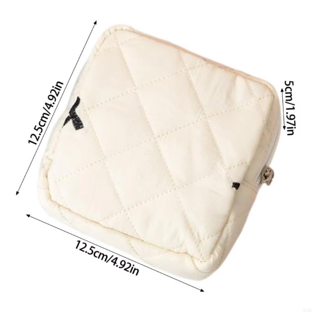 Cute Bow Design Sanitary Napkins Bag Zipper Closure Multipurpose Storage Pouch Compact & Portable Storage Bag