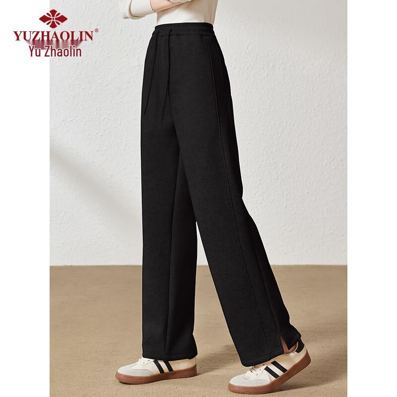 YUZHAOLIN Women's Fleece-Lined High-Waist Straight-Leg Casual Pants