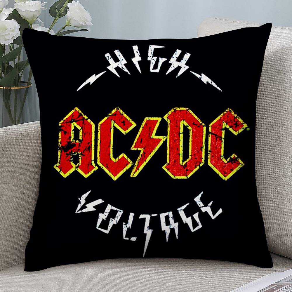 Musik A-ACDC Band Kissenbezug Kurzplüsch Beidseitiger Druck Quadratische Kissenbezüge Sofa Heim Kissen Deko