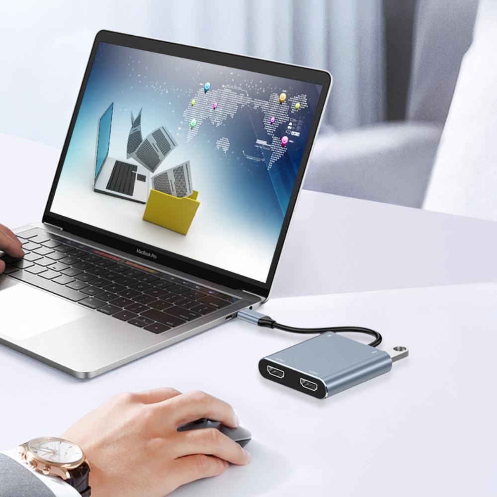 Type C to Dual HDMI MST Hub USB C Dock 4K Display Multi Screen Extended Monitor Adapter for Laptop PC MacBook