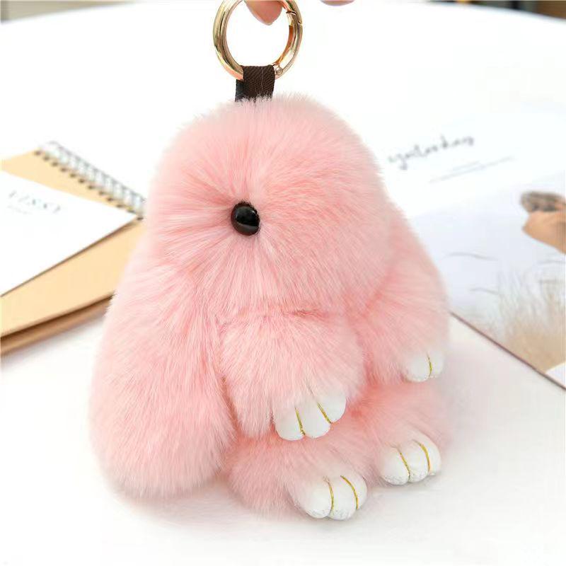 Mengmengtu Plush Rabbit Charm - Cute Faux Fur Keychain Pendant