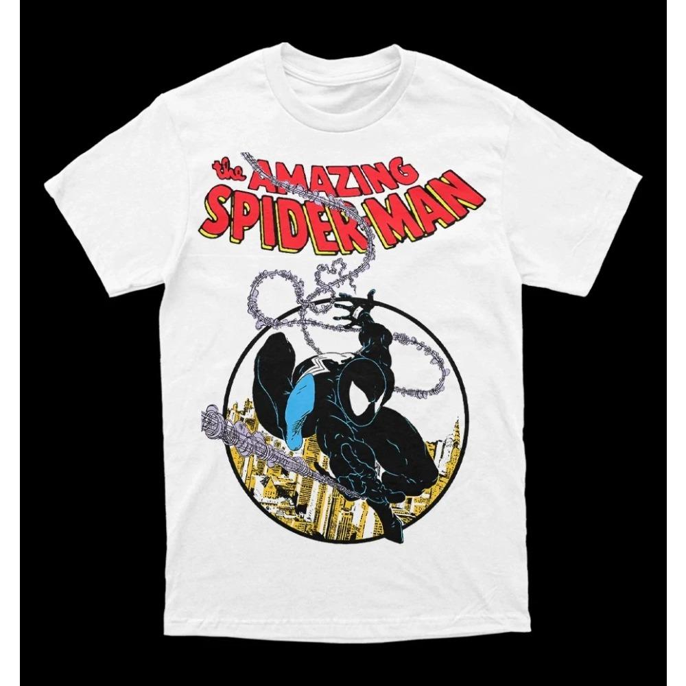 Nadměrné tričko s krátkým rukávem s vintage komiksovým grafickým potiskem Marvel The Amazing Spider-Man Symbiote Suit