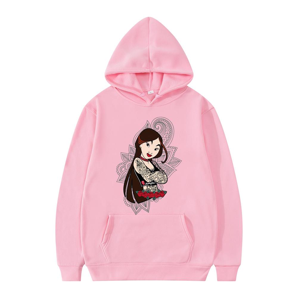 Disney Princezna Mulan Vzor Volné Pánské Mikiny Kapsa Potisk Oblečení Pánské Mikiny Podzim Zima Populární Pulovr Horký Výprodej