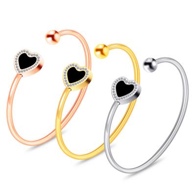 Simple Open Bracelet Fashion Titanium Steel Inlaid Zircon Love Bracelet
