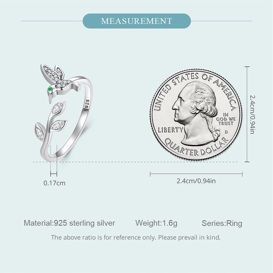 WOSTU 925 Sterling Silver Flower Bird Open Ring For Women Clear CZ Butterfly Adjustable Statement Rings Party Jewelry Gift