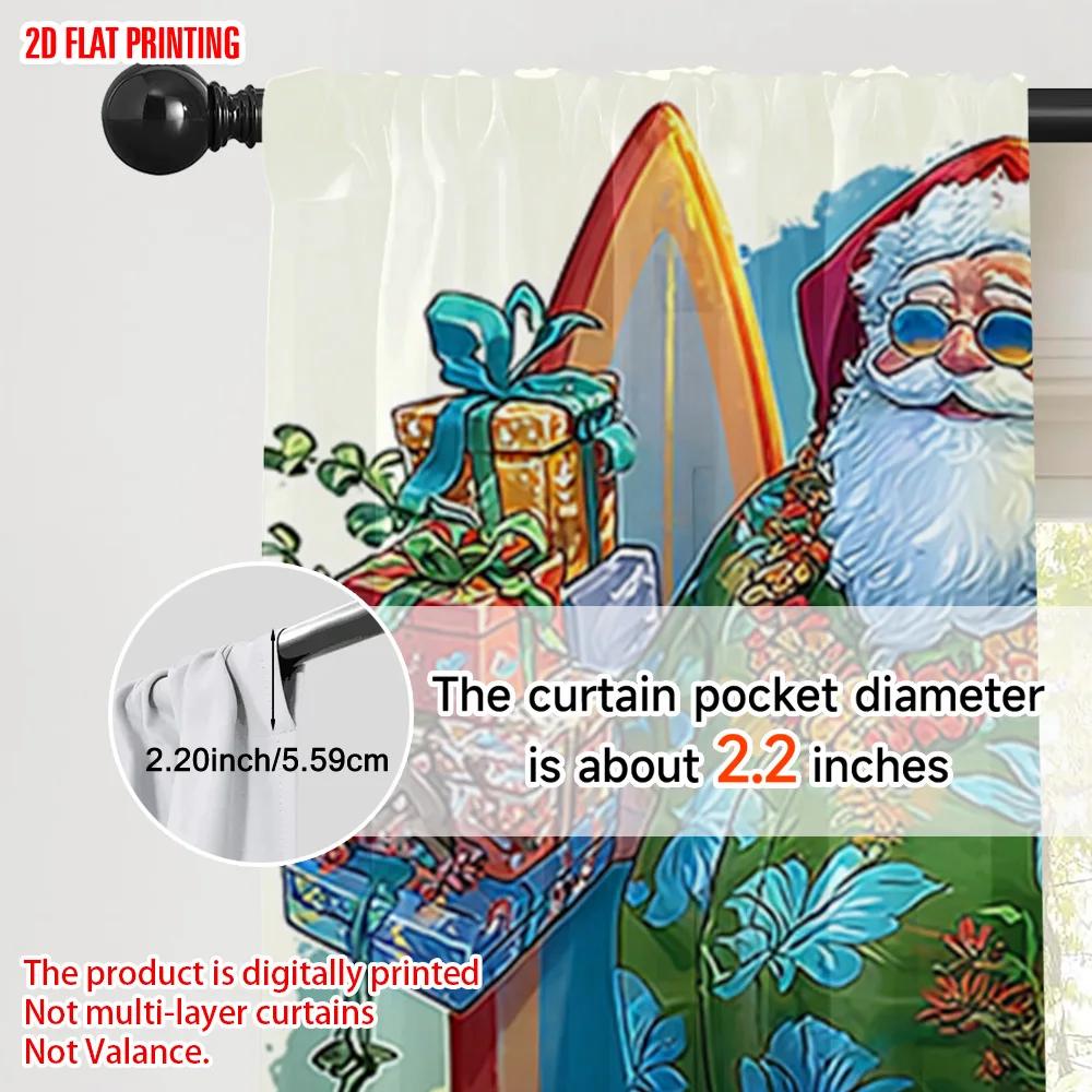 2pcs, plane printing Creative Curtains Tropical Beach Santa Surf Durable 100% Polyester Fabric (without rod) Art Deco Festive