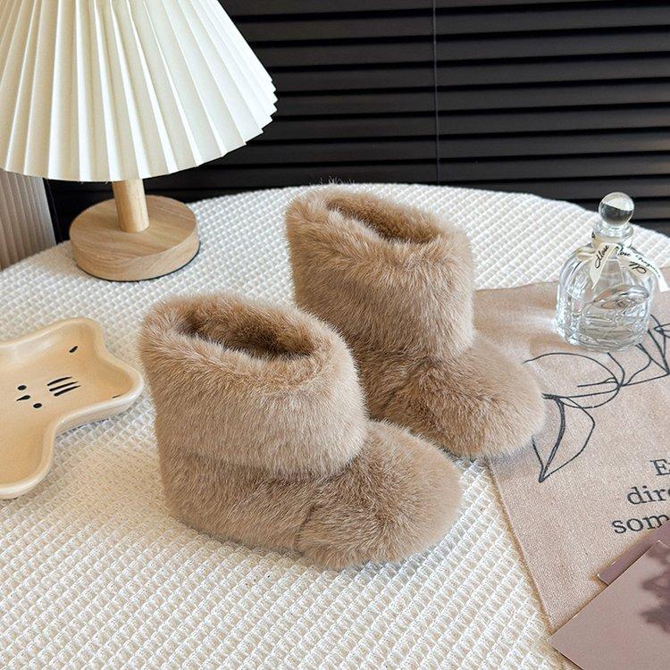 Korean version of children's fluffy boots winter 2025 new girls' snow boots boys' large cotton shoes thickened warm baby cotton boots